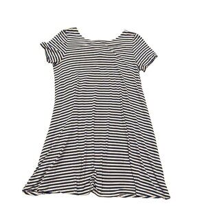 Loft Dusty Blue Striped T-shirt Shift Dress - Size Petite Medium - Like New!